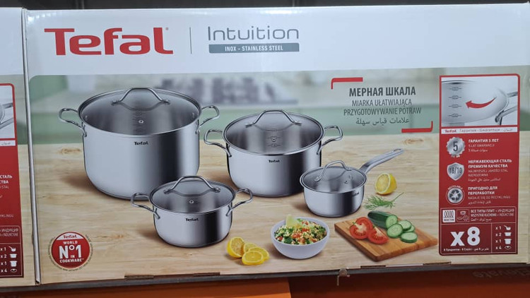 سرویس قابلمه 8 پارچه استیل تفال مدل B864S874